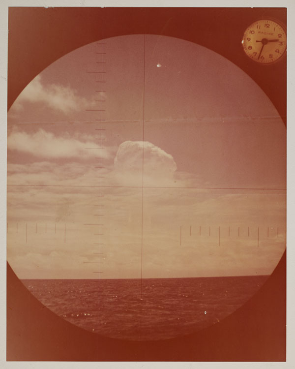 Frigate Bird shot, Operation Dominic — submarine-launched Polaris missile airburst at 3,350 metres over the central Pacific, about 930 kilometres east-north-east of Christmas Island, 6 May 1962; yield 600 kilotonnes. Credit: Official U.S. Navy Photograph.