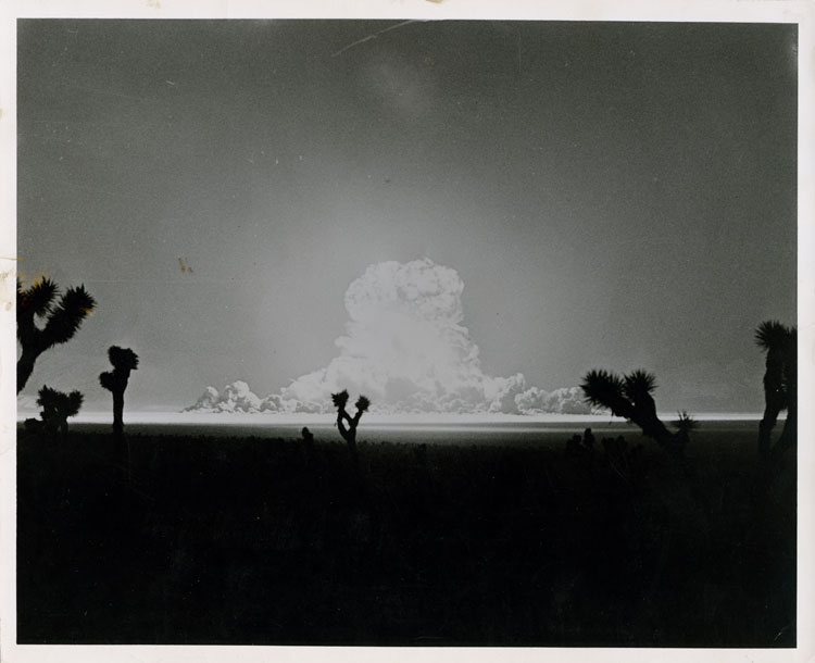 Shot Simon, Operation Upshot-Knothole — 91-metre tower detonation, Nevada Test Site (Area 1), 25 April 1953; yield 43 kilotonnes.
