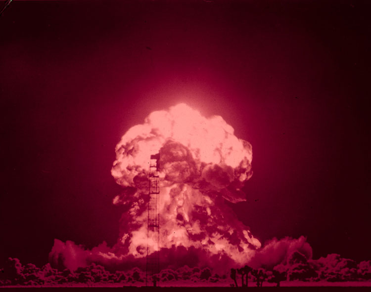 Shot Badger, Operation Upshot-Knothole — 91-metre tower detonation, Nevada Test Site (Area 2, Yucca Flat), 18 April 1953; yield 23 kilotonnes.