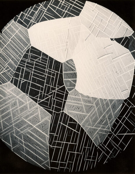 Photomicrograph of a uranium alloy thin section (Heat 519) at 250x magnification, showing crystalline grain structure. Eldorado Nuclear Limited Metallographic Laboratory, 1968.