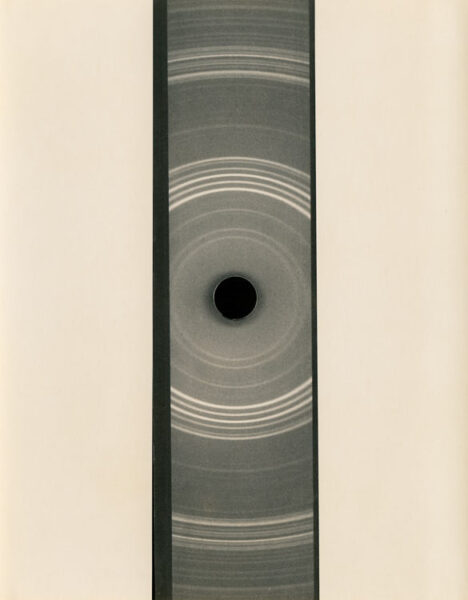 X-ray diffraction print of a uranium alloy, showing crystal structure. Eldorado Nuclear Limited Metallographic Laboratory, 1968.